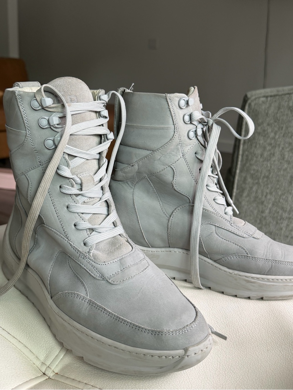 Womens FILLING PIECES Gray High-Top Sneakers